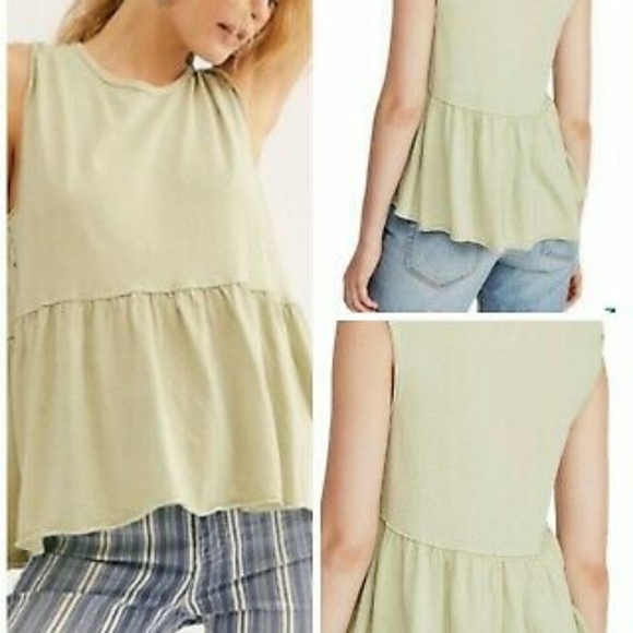 We the Free free people green peplum tank … - Picture 1 of 9
